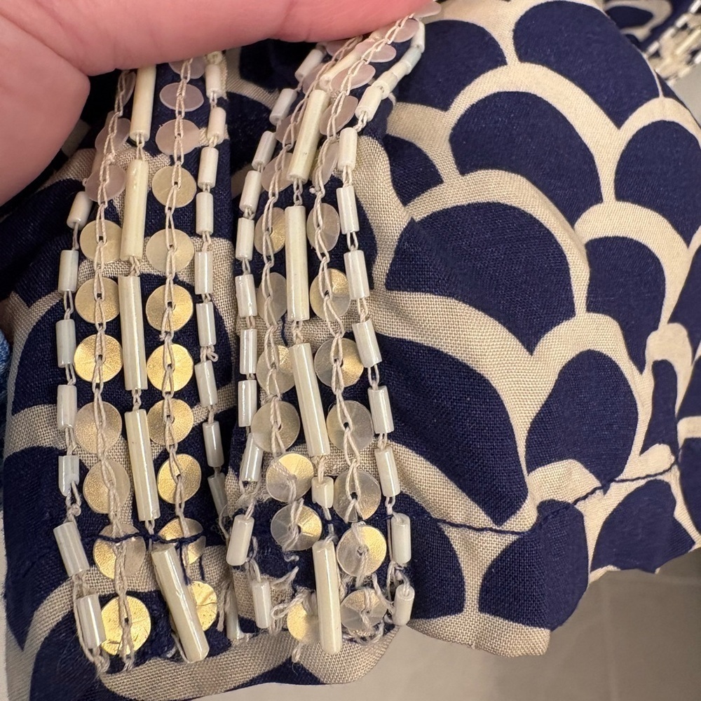 Anthropologie Beaded Joggers in Blue Scallop Motif Size XS - Picture 15 of 16